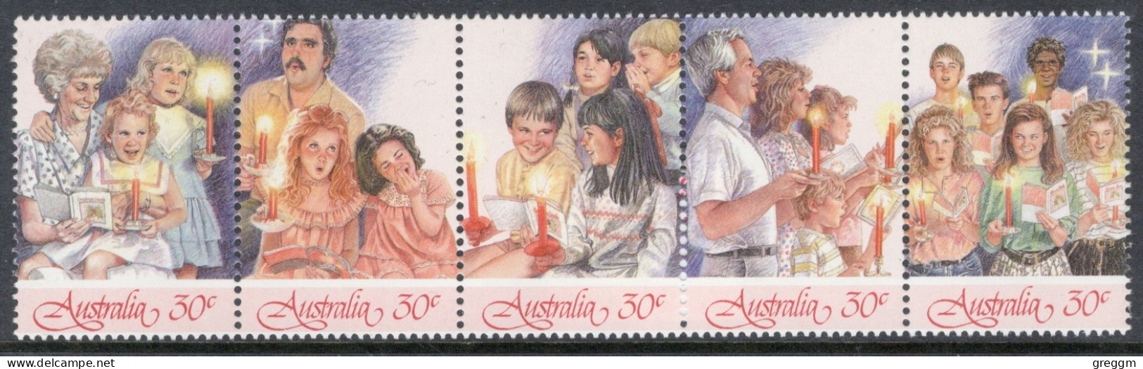 Australia 1987 Strip Of Five Christmas Stamps  In Unmounted Mint - Mint Stamps