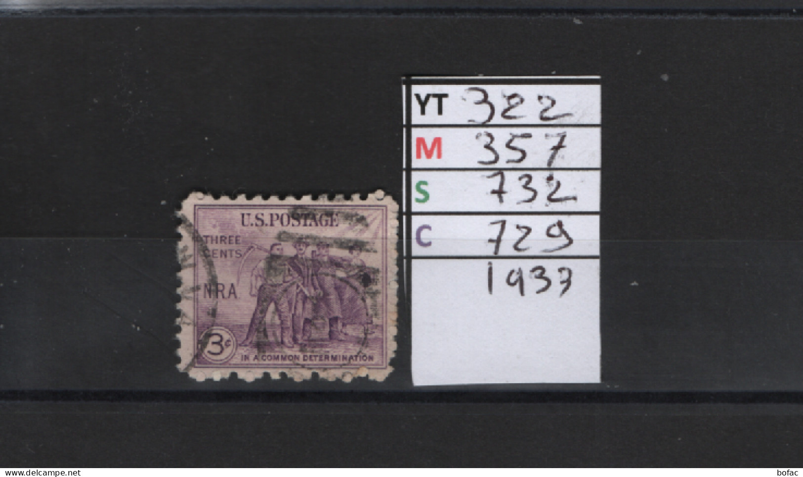 PRIX FIXE Obl 322 YT 357 MIC 732 SCO 729 GIB Renaissance économique 1933 Etats Unis 58A/01 - Used Stamps