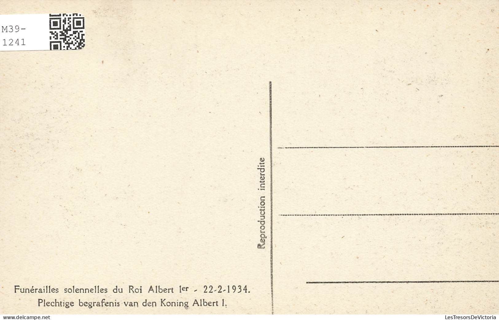 HISTOIRE - Funérailles Solennelles Du Roi Albert Ier - 22 Février 1934 - Carte Postale Ancienne - Historia