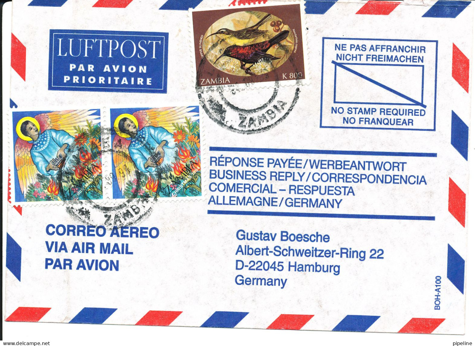 Zambia Air Mail Cover Sent To Germany 1-9-1999 Topic Stamps - Zambia (1965-...)