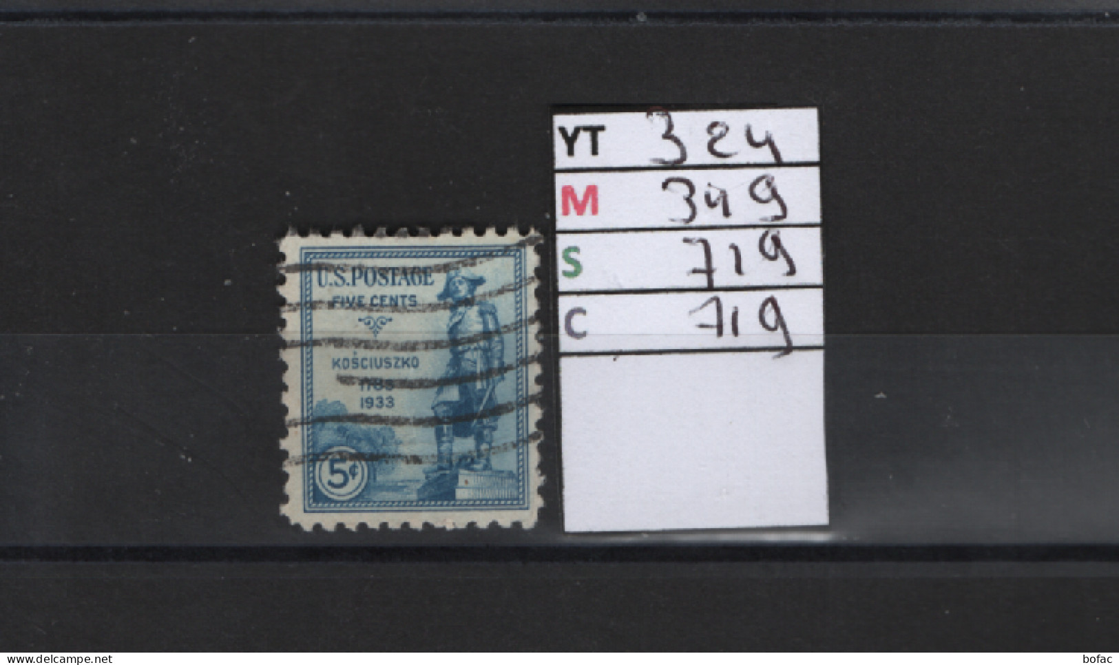 PRIX FIXE Obl 324 YT 349 MIC 719 SCOT 719 GIB Général " Tadeusz 1933 Etats Unis 58A/01 - Used Stamps