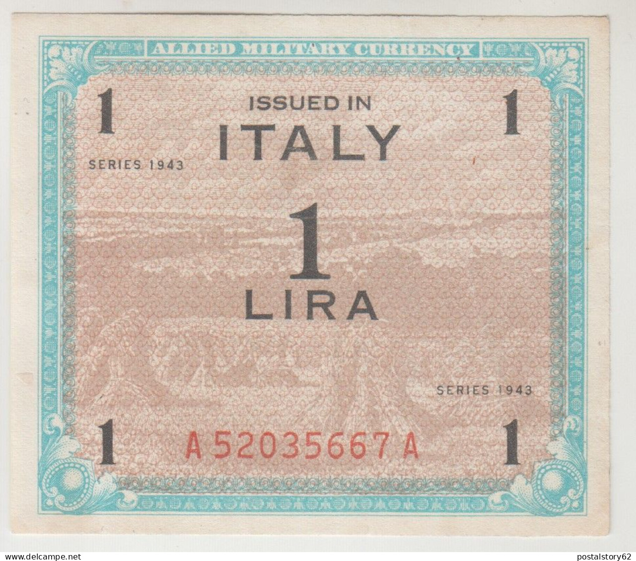 Italy Allied Military Currency. Banconota Da 1 Lira Occupazione Alleata  1943 - Allied Occupation WWII