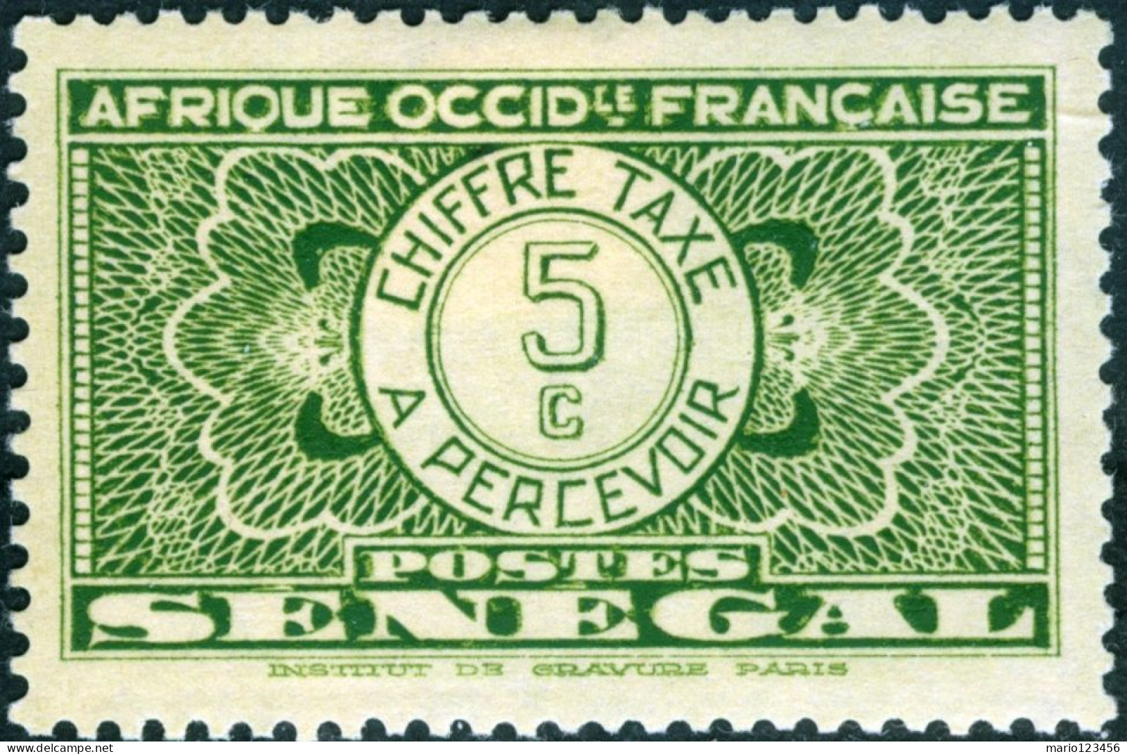 SENEGAL FRANCESE, SEGNATASSE, POSTAGE DUE, MONUMENTI, 1935, FRANCOBOLLI NUOVI (MLH*) Mi:SN P22, Scott:SN J22, Yt:SN T22 - Timbres-taxe