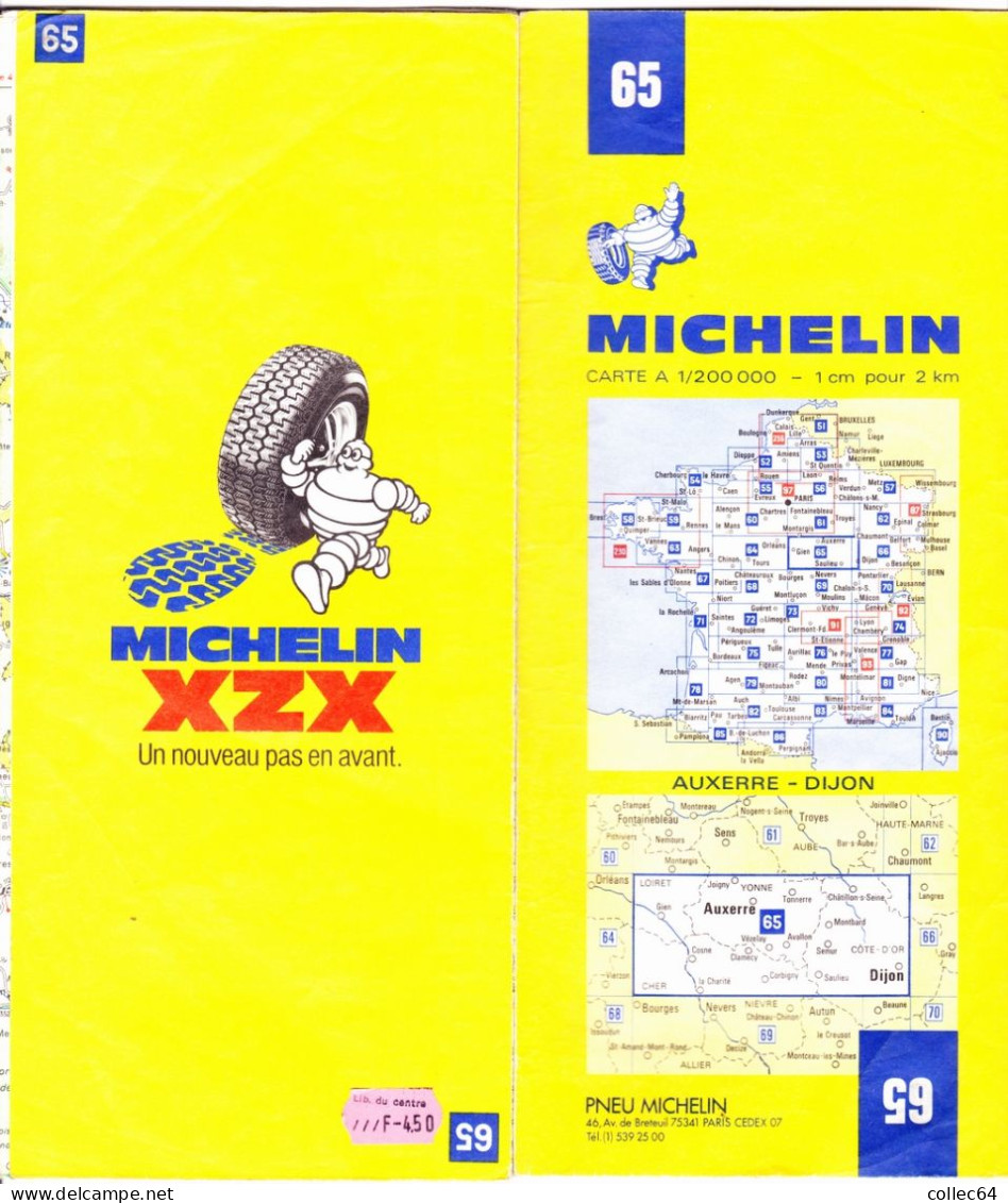 Carte Michelin N°65 - AUXERRE - DIJON (1979) - Cartes Routières