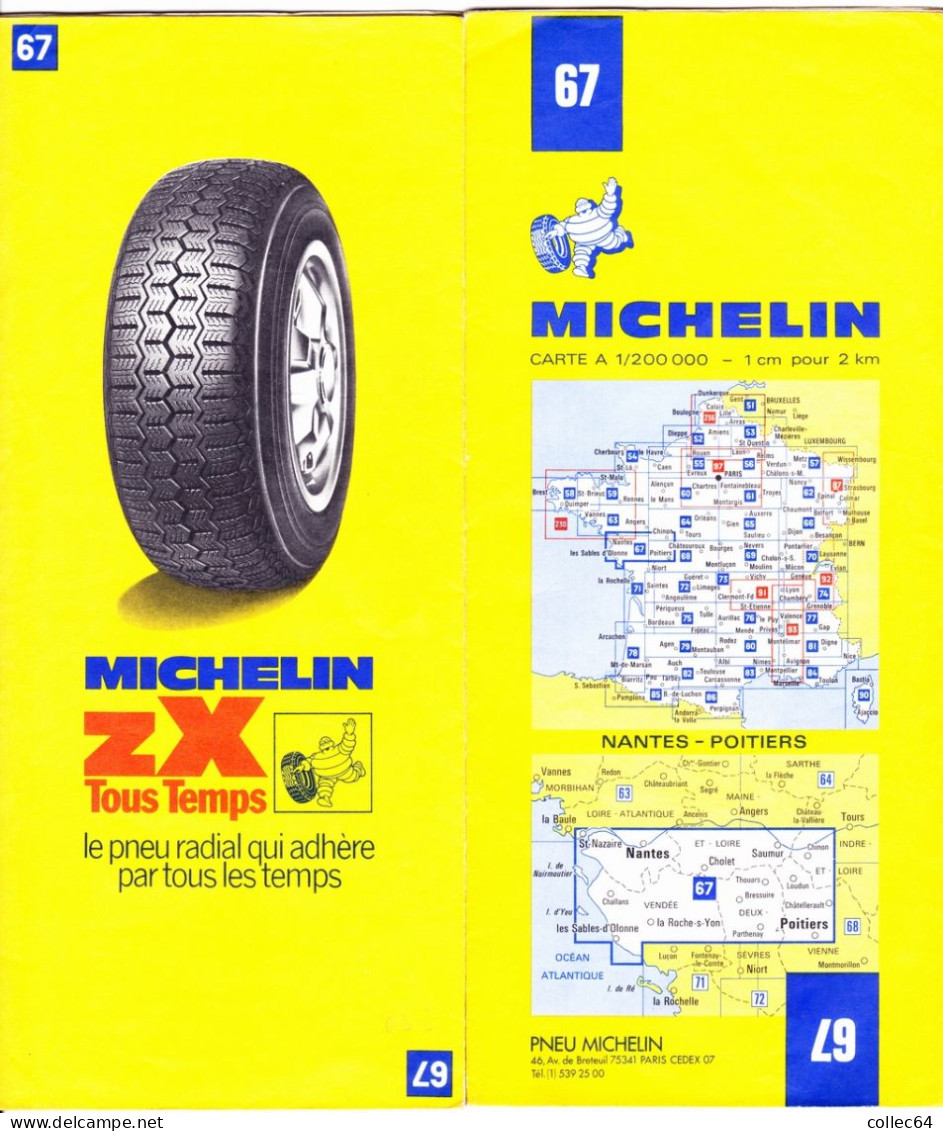 Carte Michelin N°67 -  NANTES - POITIERS (1978) - Cartes Routières