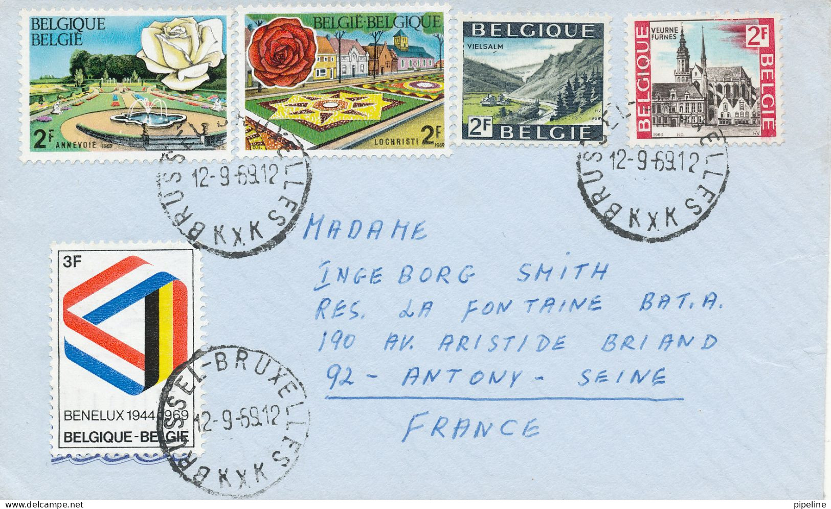 Belgium Nice Franked Cover Sent To France 12-9-1969 - Lettres & Documents