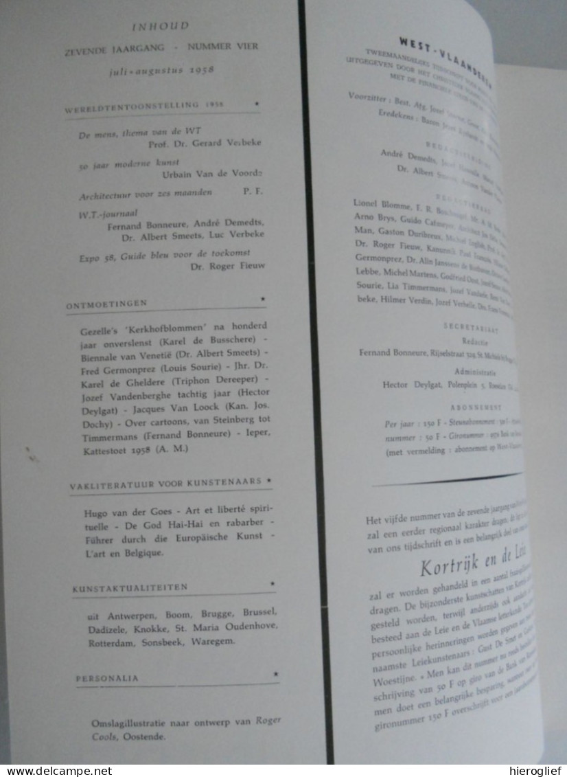 Wereldtentoonstelling 1958 -themanummer Tijdschrift WEST-VLAANDEREN 1958 Nr  4 Expo '58  Brussel Architectuur Kunst - Geschiedenis