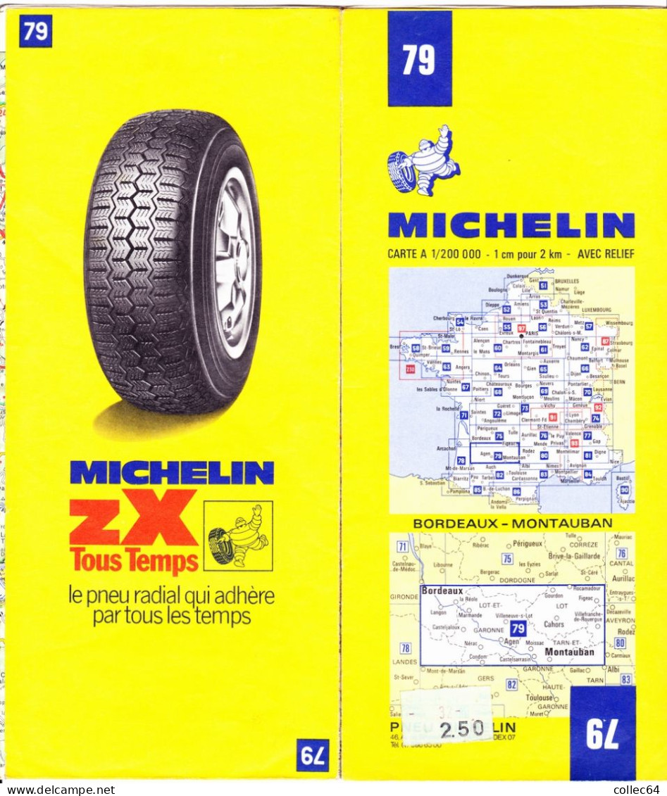 Carte Michelin N°79 -  BORDEAUX - MONTAUBAN  (1974?) - Cartes Routières