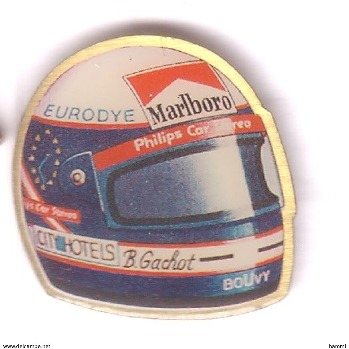 TT66 Pin's Casque FI Bertrand Gachot Pilote Franco-belge Belgique PHILIPS Marlboro Bouvy Eurodye Tabac Achat Immédiat - F1