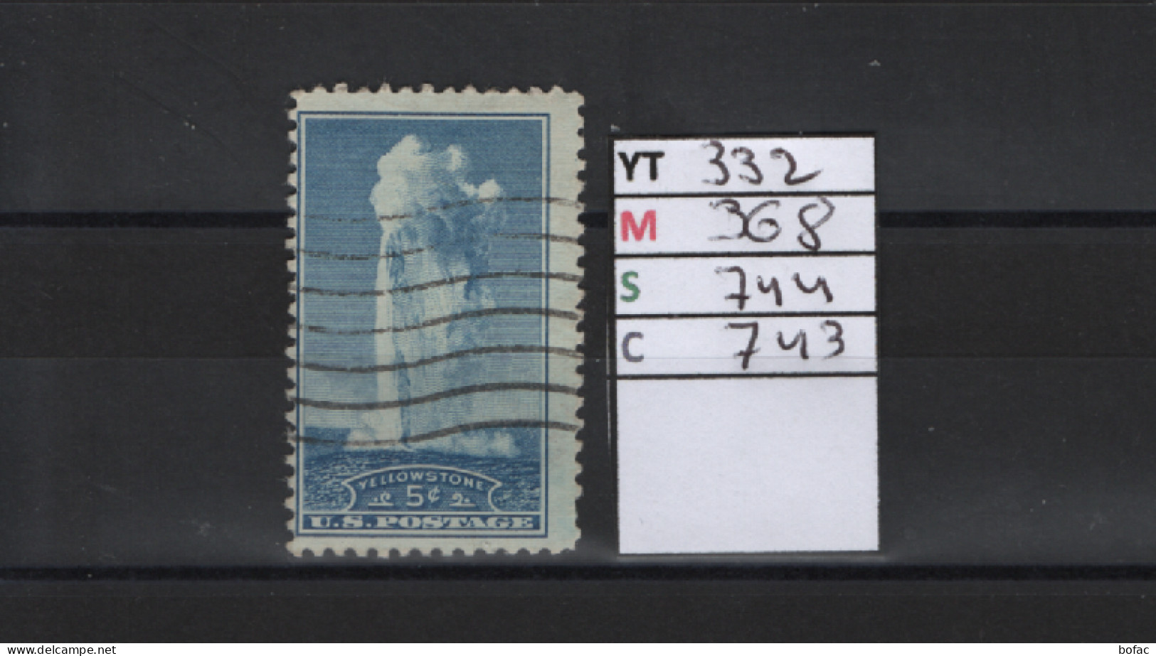 PRIX FIXE Obl 332 YT 368 MIC 744 SCSOT 743 GIB Geyser Wyoming 1934 Etats Unis 58A/01 - Usados