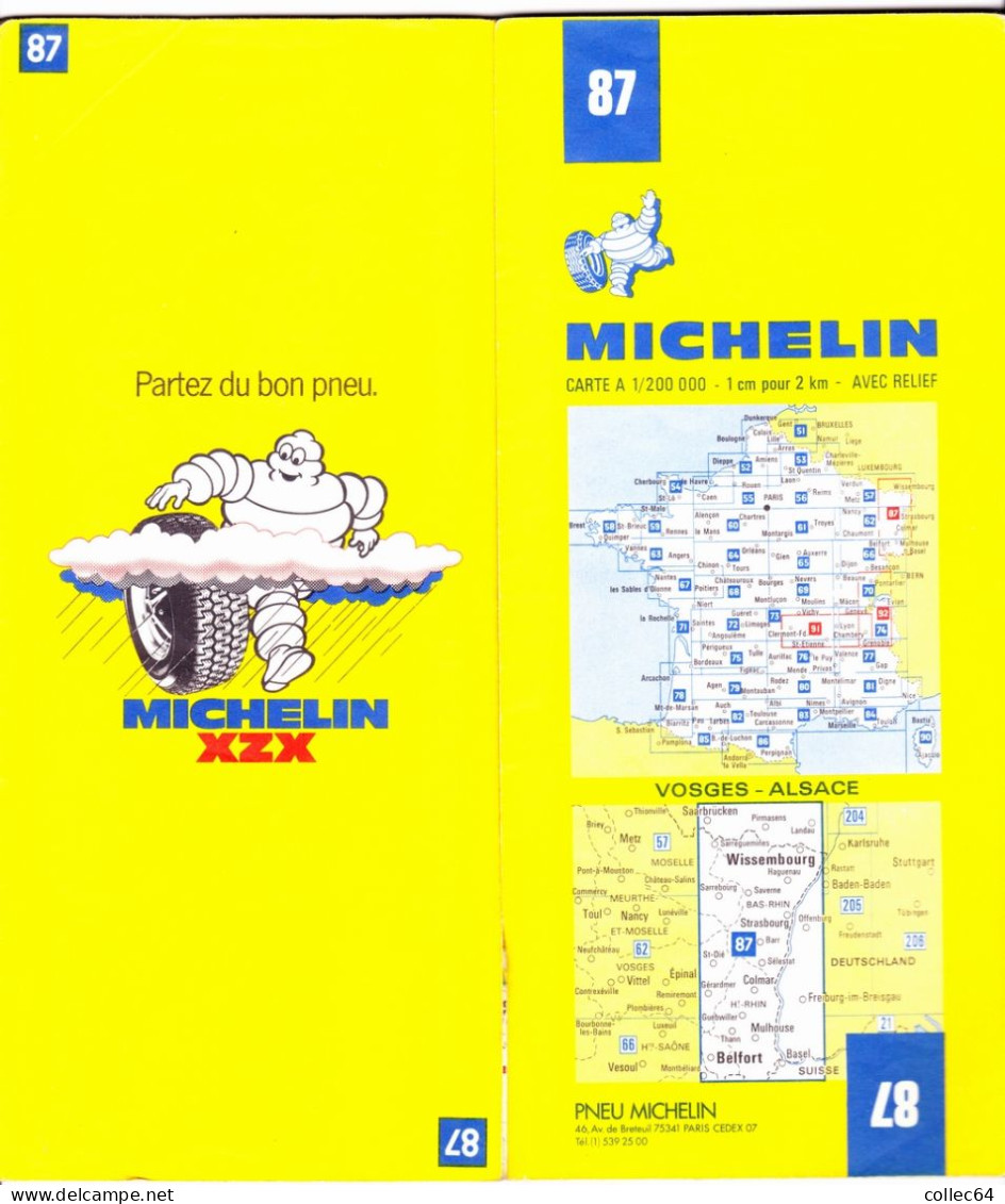 Carte Michelin N°87 -  VOSGES - ALSACE  (1980?) - Cartes Routières