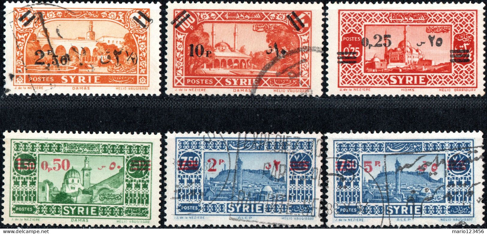 SIRIA, SYRIA, MONUMENTI, 1937-1938, FRANCOBOLLI USATI Scott:SY 262-267 - Oblitérés