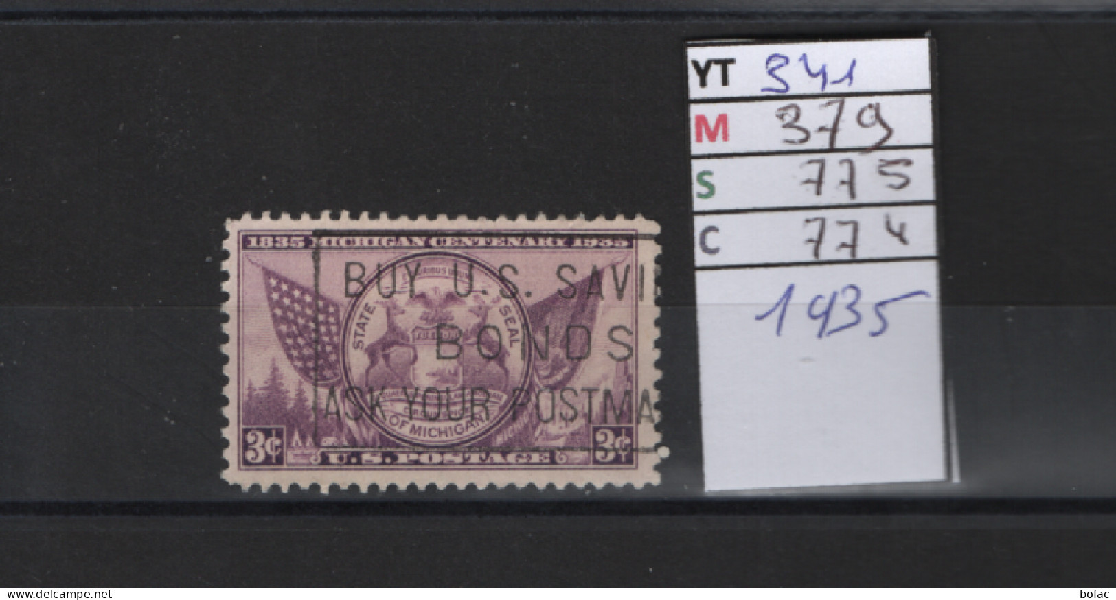 PRIX FIXE Obl 341 YT 379 MIC 775 SCO 774 GIB Etat Du Michigan 1935 Etats Unis 58A/01 - Used Stamps