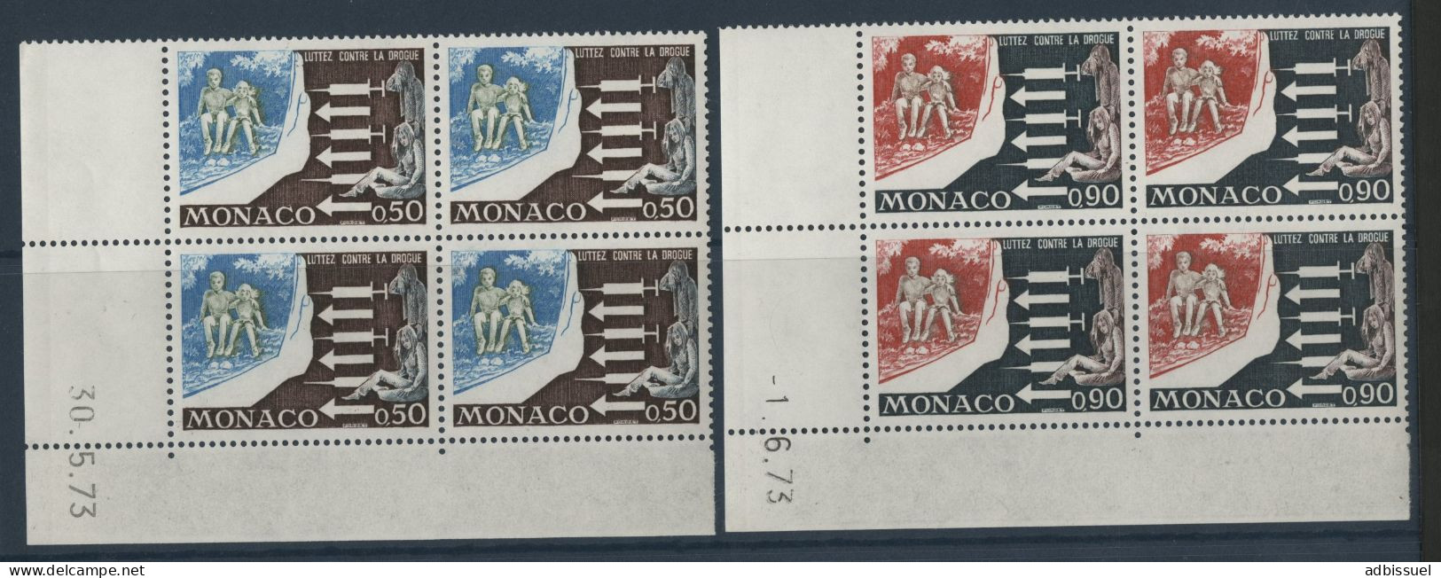 MONACO ANNEE COMPLETE 1973 avec Coin Daté COTE 396 € (12 photos) NEUFS ** MNH N° 916 à 952. TB