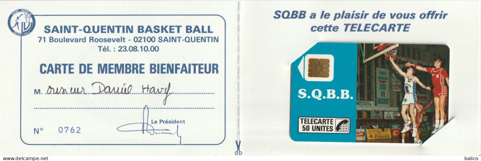 S.Q.B.B     Saint Quentin Basket-Ball  - 50 Unités SC3 -  - N° 0762 - Côte 76 € / Argus 1999 - Tirage Limité - Ad Uso Privato