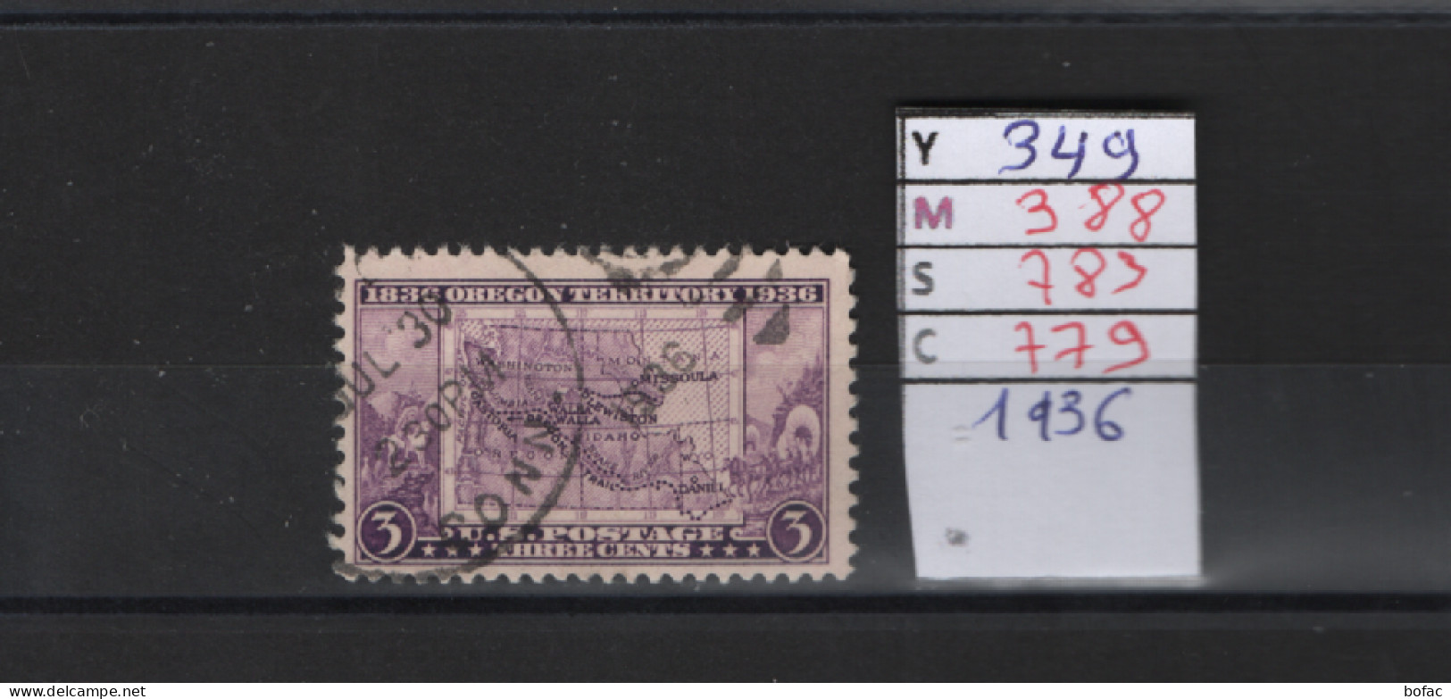 PRIX FIXE Obl 349 YT 388 MIC 783 SCO 779 GIB Oregon Carte 1936 Etats Unis 58A/01 - Used Stamps