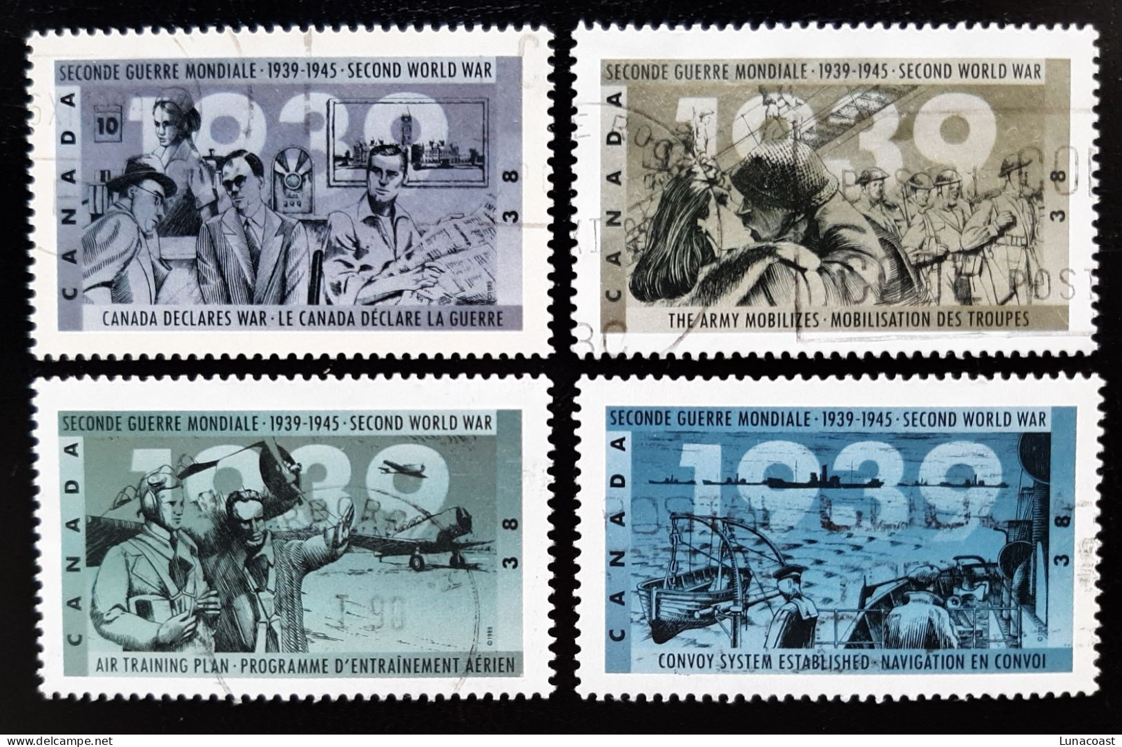 Canada 1989  USED  Sc1260 -1263    4 X 38c Second World War - 1939 - Gebruikt