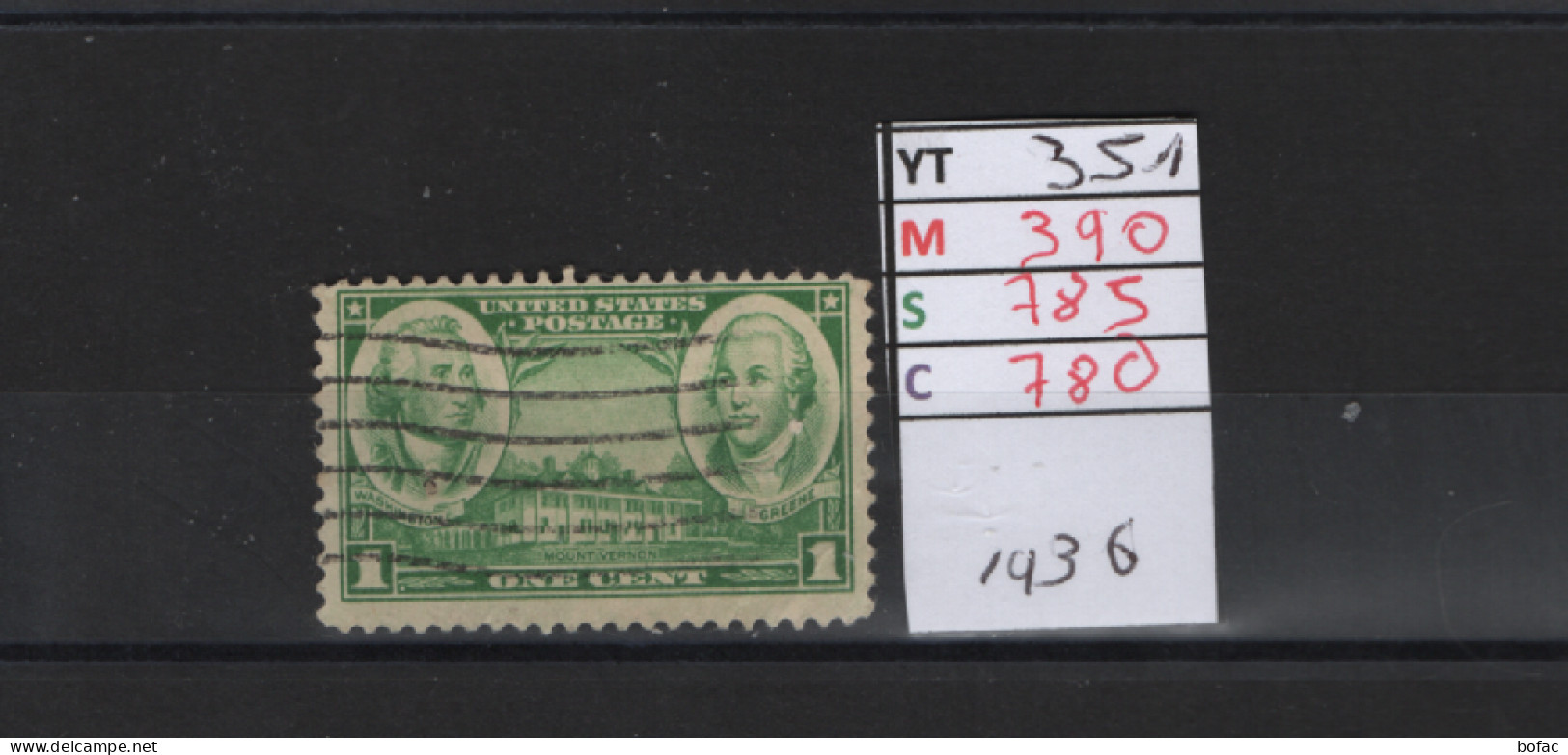PRIX FIXE Obl 351 YT 390 MIC 785 SCO 780 GIB  Washington Et Greene Etats Unis 58A/01 - Used Stamps