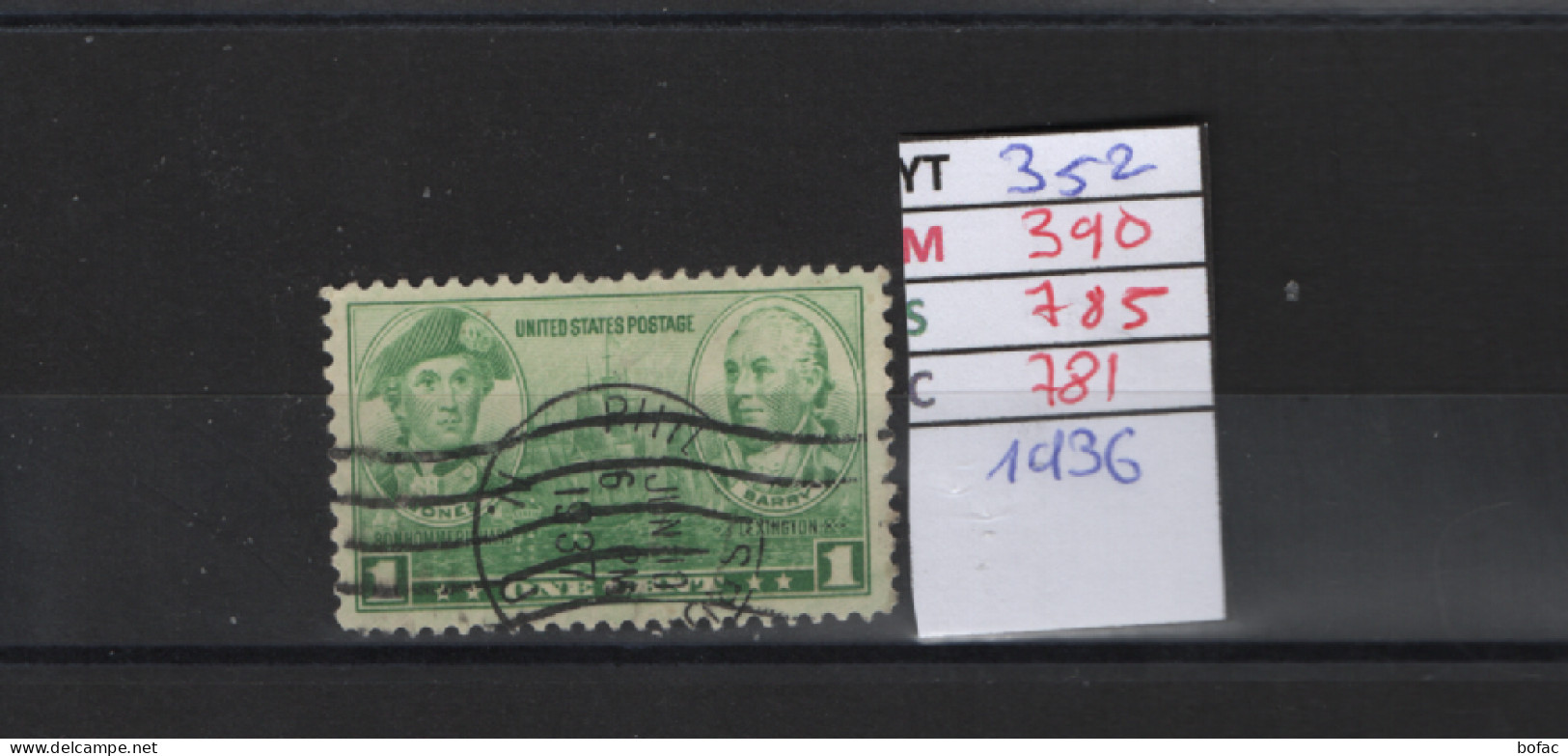 PRIX FIXE Obl 352 YT 390 MIC 785 SCO 781 GIB Jones Et Barry 1936 Etats Unis 58A/01 - Used Stamps