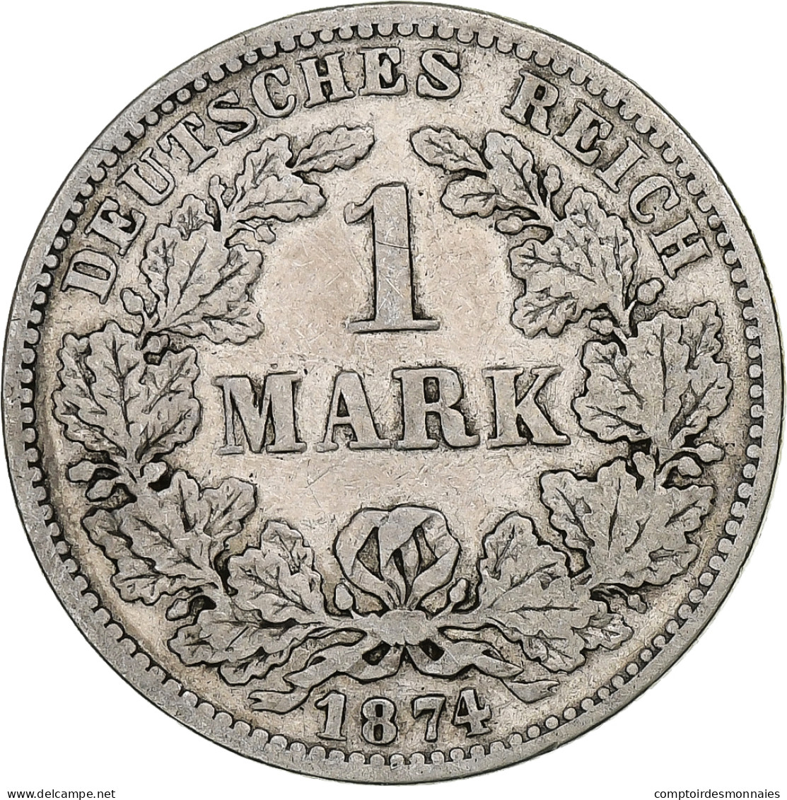 Monnaie, GERMANY - EMPIRE, Wilhelm I, Mark, 1874, Stuttgart, TB, Argent, KM:7 - 1 Mark