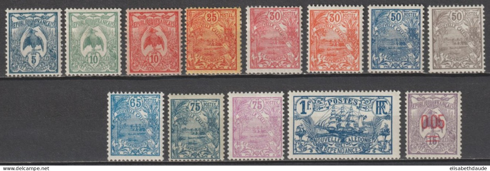 NOUVELLE CALEDONIE - 1922 - ANNEE COMPLETE YVERT N°114/126 * MLH  - COTE = 18.25 EUR - Nuovi