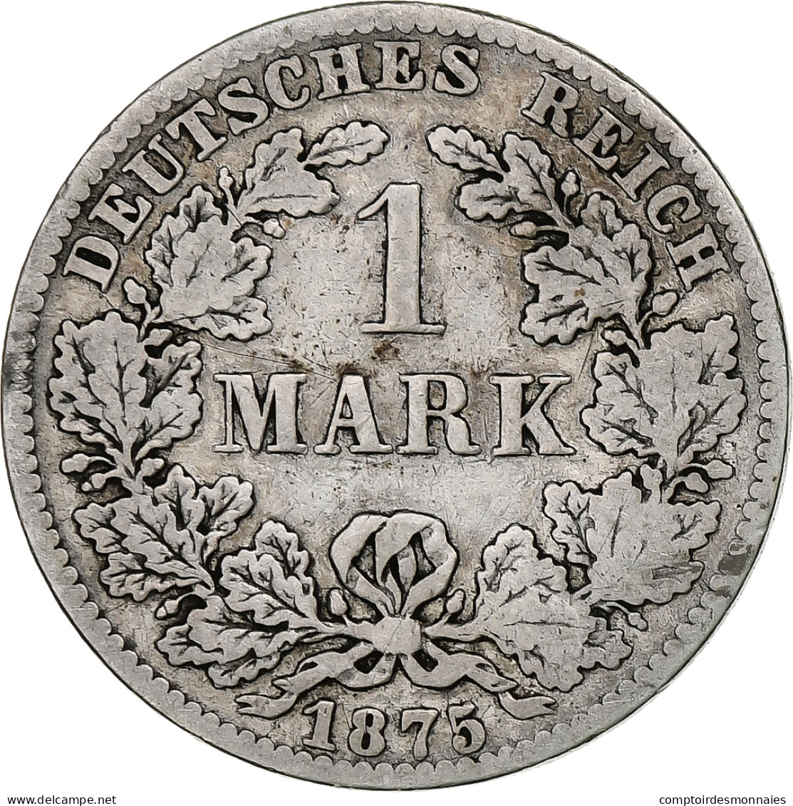 Monnaie, GERMANY - EMPIRE, Wilhelm I, Mark, 1875, Hanovre, B+, Argent, KM:7 - 1 Mark