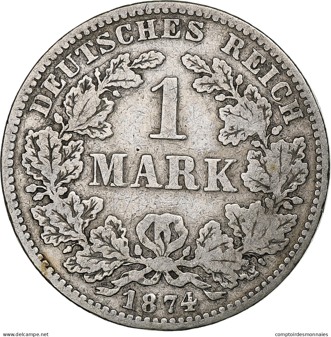 GERMANY - EMPIRE, Wilhelm I, Mark, 1874, Munich, TB+, Argent, KM:7 - 1 Mark