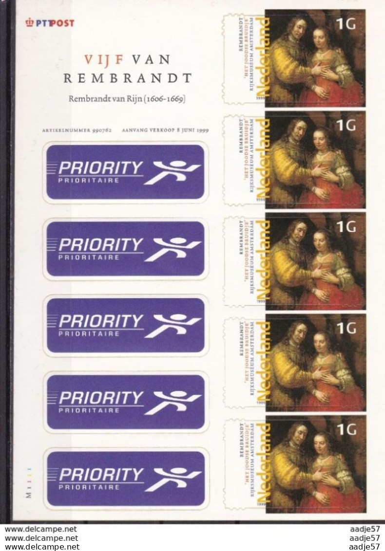 Nederland Pays-Bas 1703 YT. - "Fiancée Juive" De Rembrandt Rembrandt, The Jewish Bride 1999 MNH** - Rembrandt