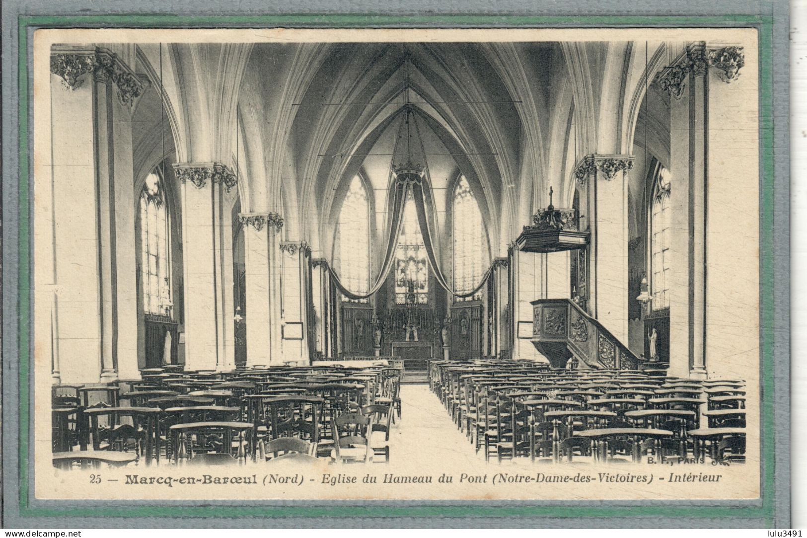 CPA - MARCQ-en-BAROEUL (59) - Aspect De L'intérieur De L'Eglise Du Hameau Du Pont Au Début Du Siècle - Marcq En Baroeul