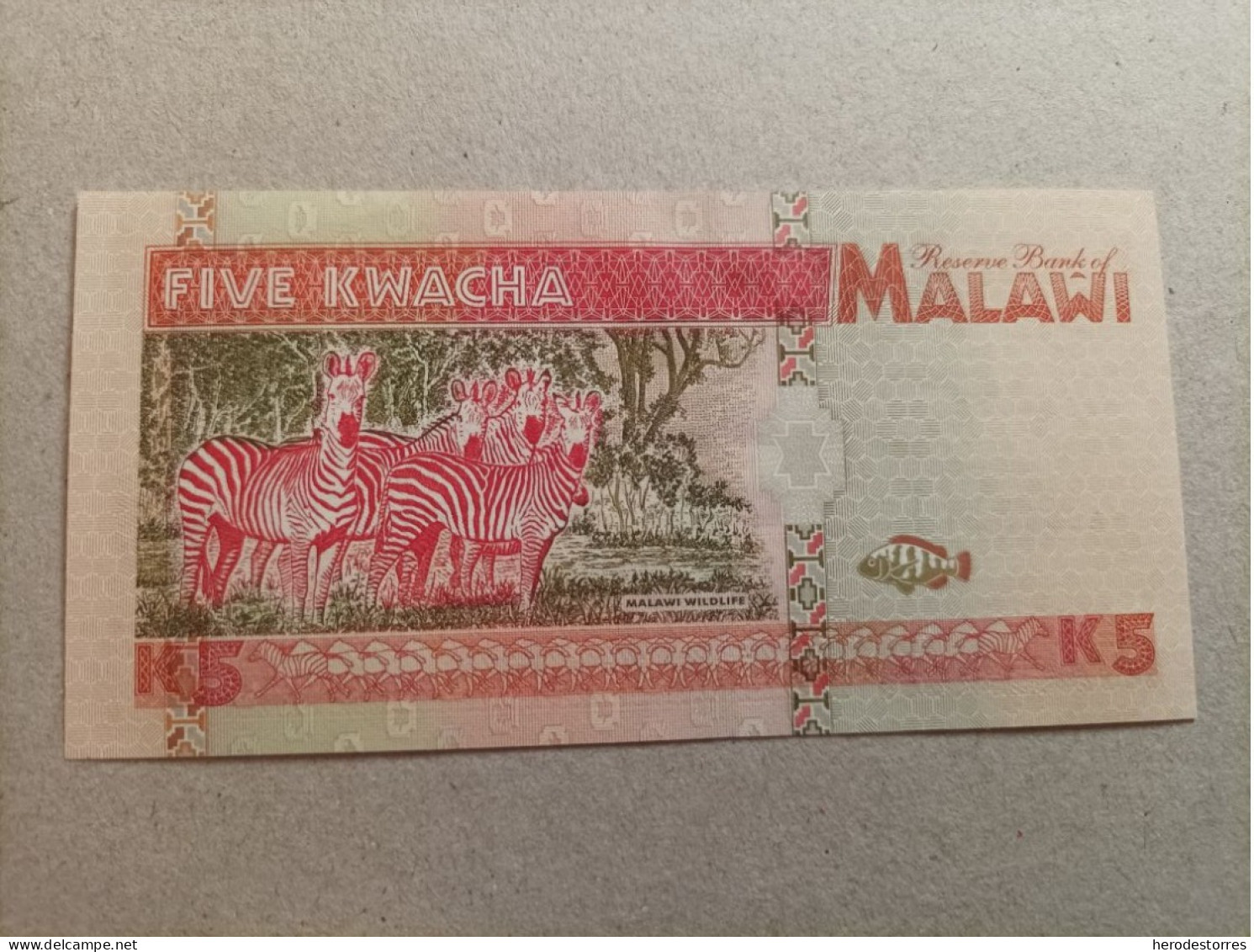 Billete De Malawi 5 Kwacha, Año 1995, UNC - Malawi