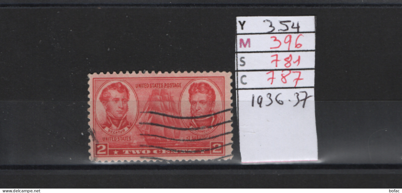 PRIX FIXE Obl 354 YT 396 MIC 781 SCO 787 GIB Decatur Et Mac Donough 1937 Etats Unis 58A/01 - Used Stamps