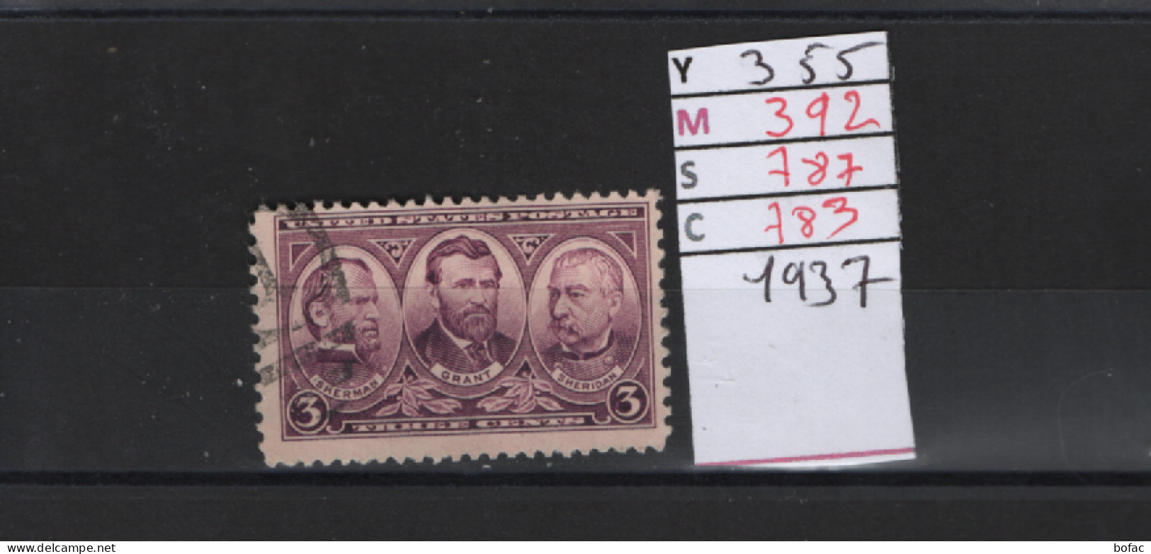 PRIX FIXE Obl 355 YT 392 MIC 787 SCO 783 GIB Sherman Grant Sheridan 1937 Etats Unis 58A/01 - Used Stamps