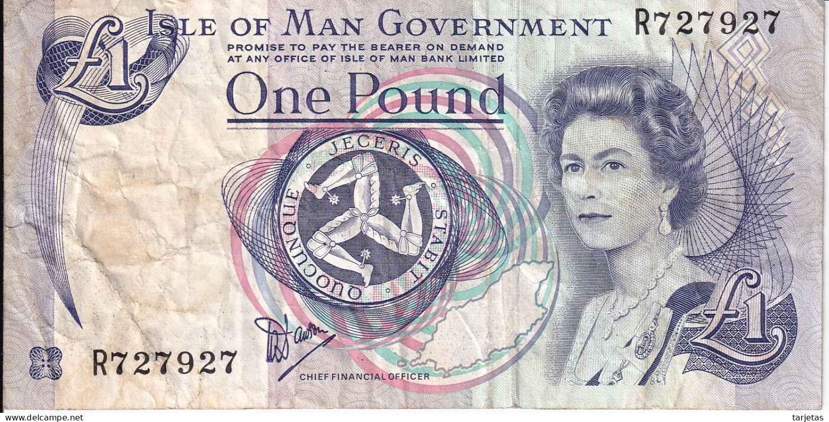 BILLETE DE LA ISLA DE MAN DE 1 POUND DEL AÑO 1990 (BANKNOTE) - 1 Pond