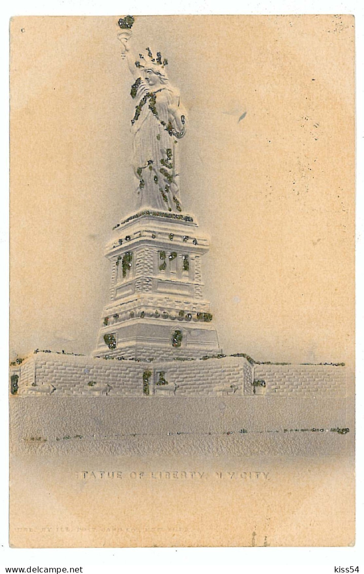 US 13 - 7663 NEW YORK, U.S.A. Statue Of Liberty - Old Postcard, Embossed - Used - 1905 - Autres Monuments, édifices