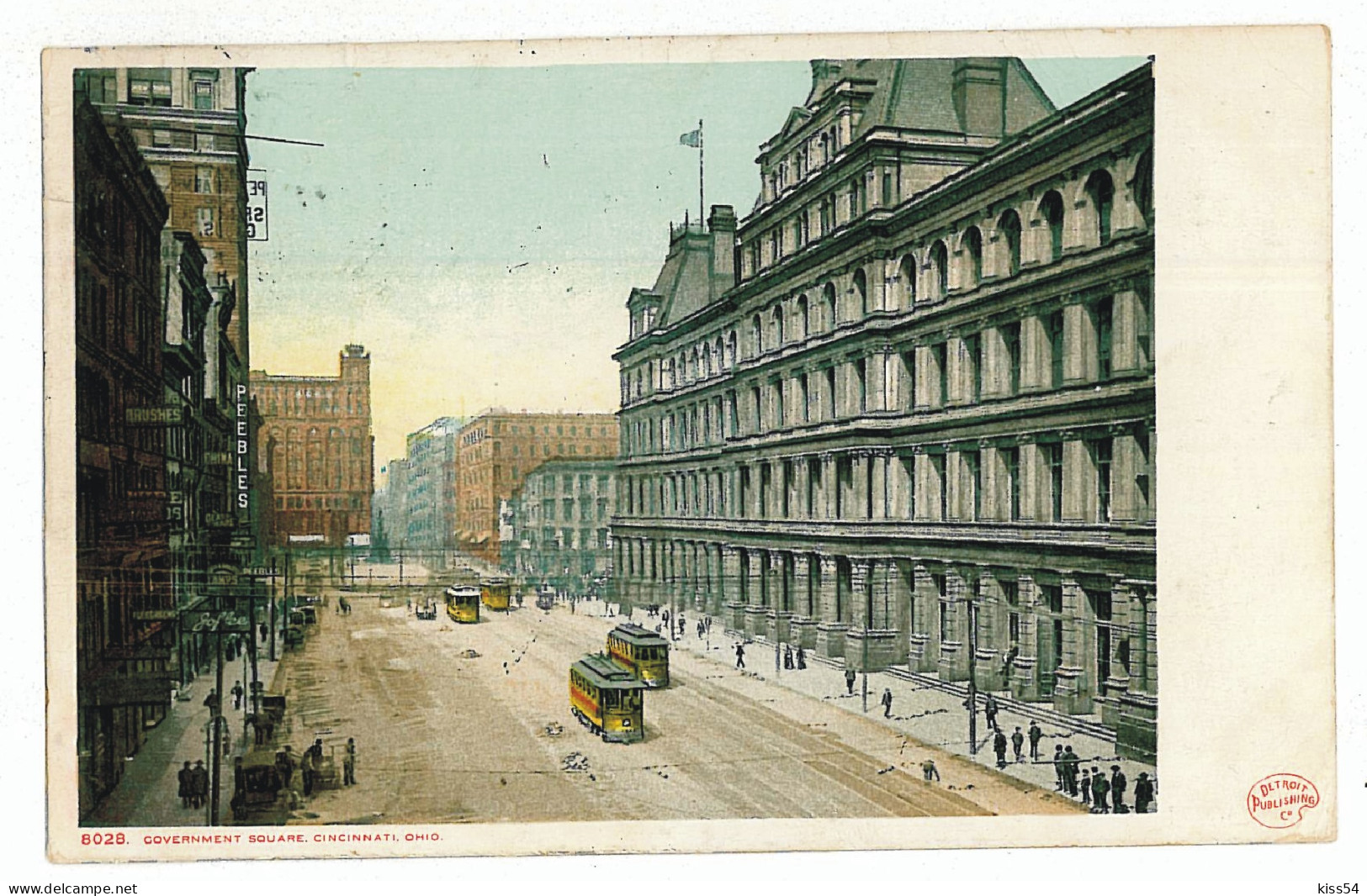 US 13 - 6039 CINCINNATI, U.S.A. Government Square, Tramways - Old Postcard- Used - 1908 - Cincinnati