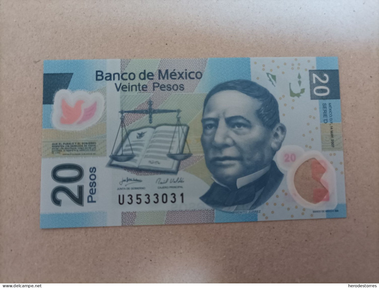 Billete De México 20 Pesos, Año 2007, UNC - México