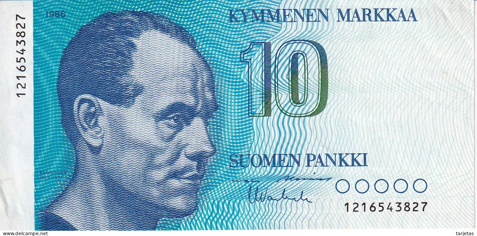 BILLETE DE FINLANDIA DE 10 MARKKAA DEL AÑO 1986 EN CALIDAD EBC (XF)  (BANKNOTE) - Finlande