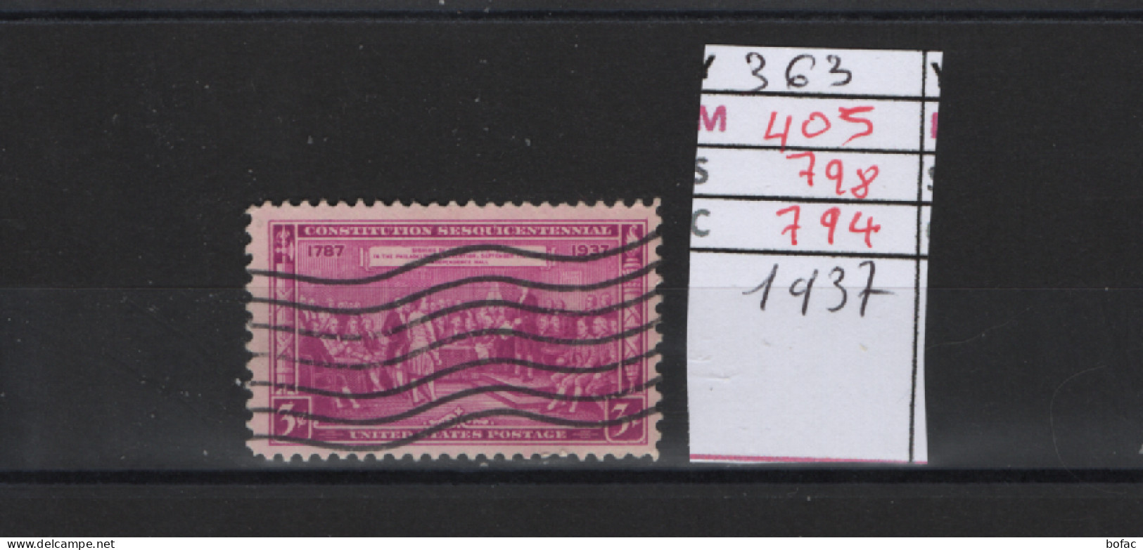 PRIX FIXE Obl 363 YT 405 MIC 798 SCO 794 GIB 150e Anniversaire Signature De La Constitution 1937 Etats Unis 58A/02 - Usados