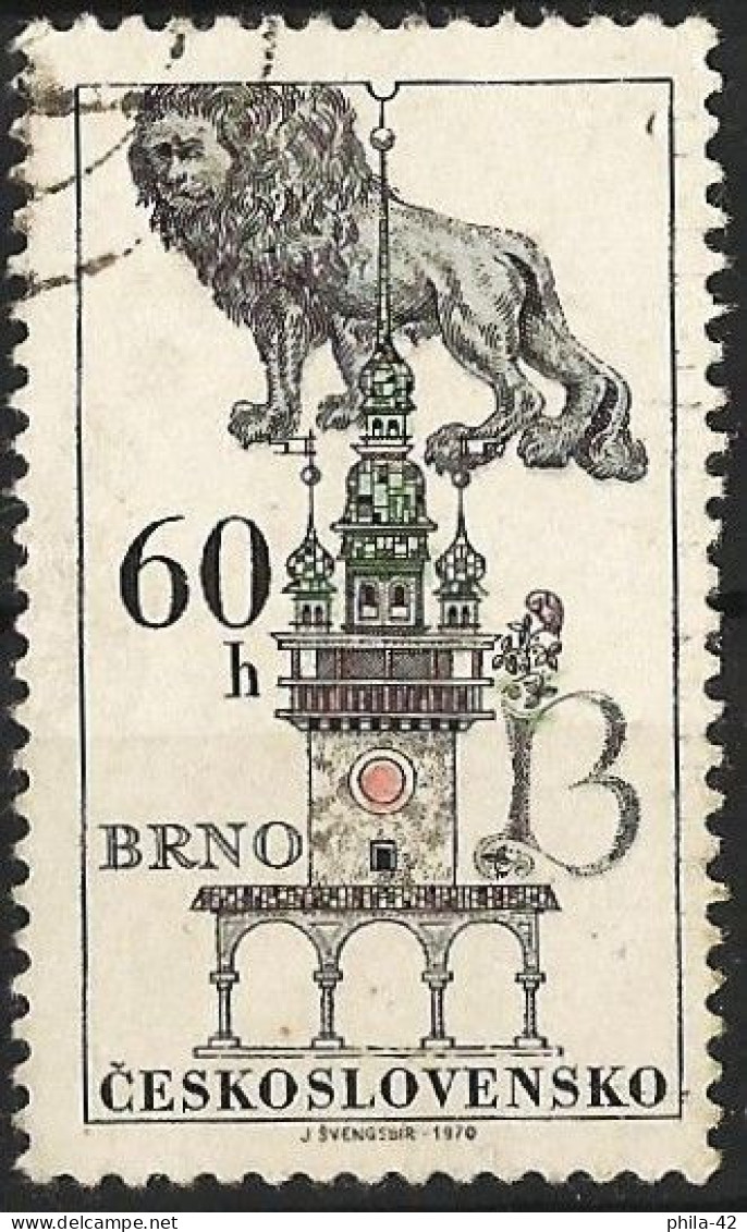 Czechoslovakia 1970 - Mi 1953 - YT 1797 ( Blue Lion And Town Hall Tower In Brno ) - Used Stamps