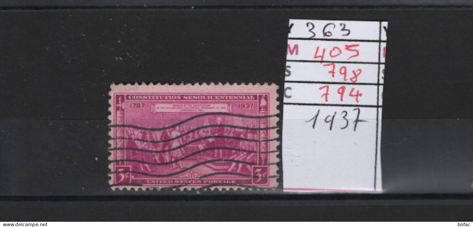 PRIX FIXE Obl 363 YT 405 MIC 798 SCO 794 GIB 150e Anniversaire Signature De La Constitution 1937 Etats Unis 58A/02 - Used Stamps