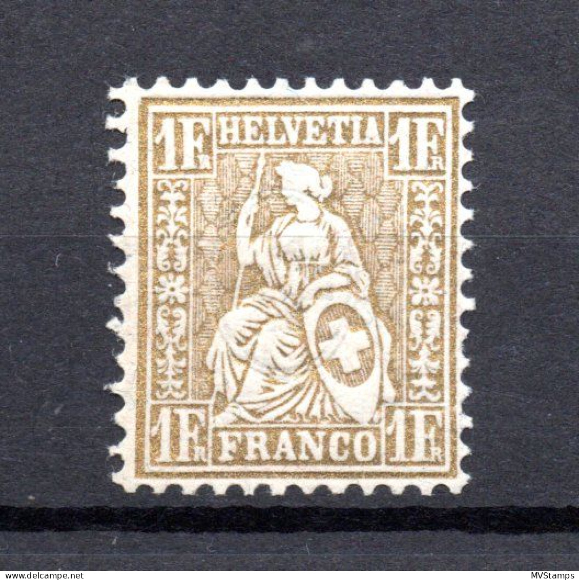 Schweiz 1862 Freimarke 28 Sitzende Helvetia 1 Franc Gold Postfrisch - Nuevos