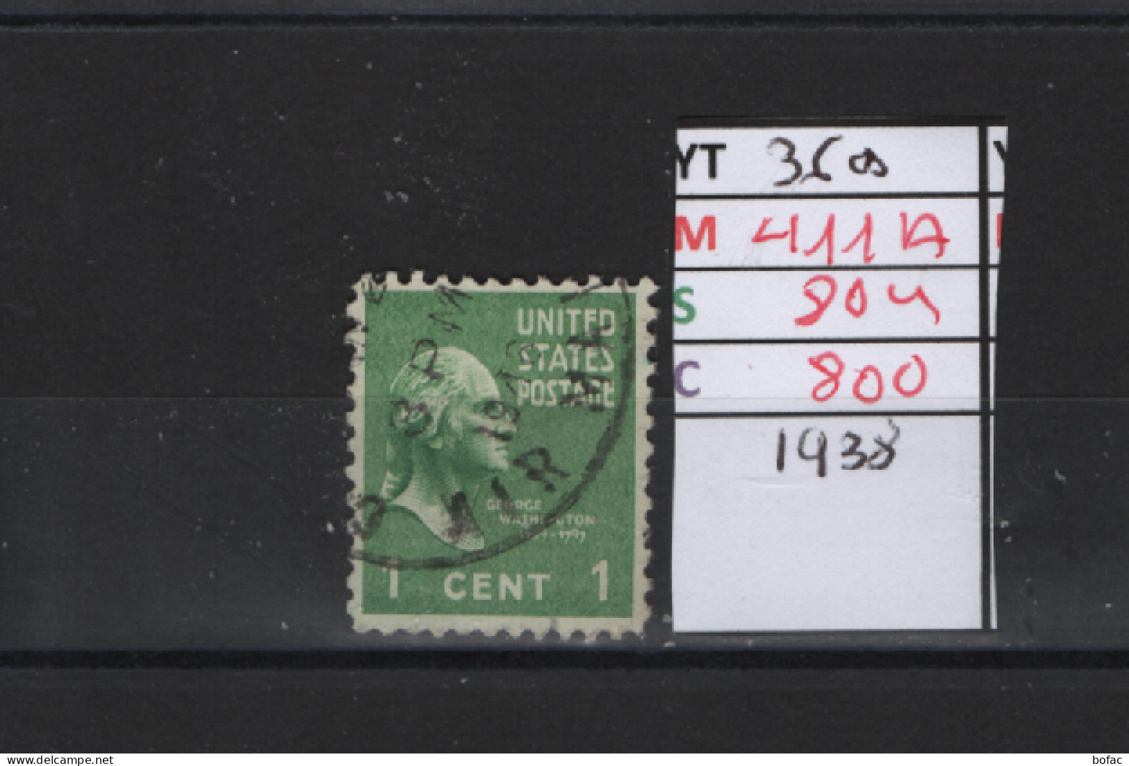 PRIX FIXE Obl 369 YT 411A MIC SCO GIB George Washington  1938 Etats Unis 58A/02 - Used Stamps