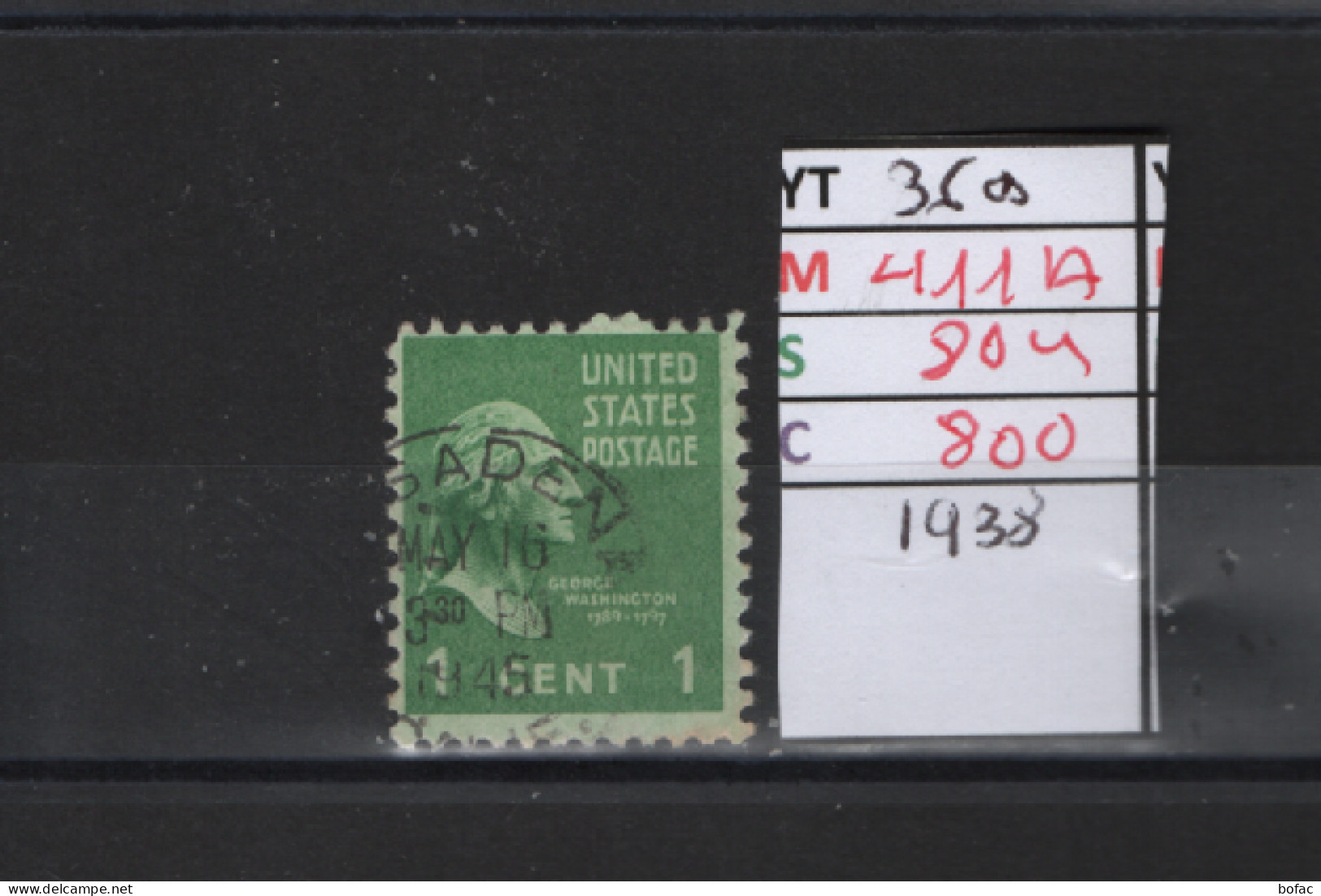 PRIX FIXE Obl 369 YT 411A MIC SCO GIB George Washington  1938 Etats Unis 58A/02 - Used Stamps