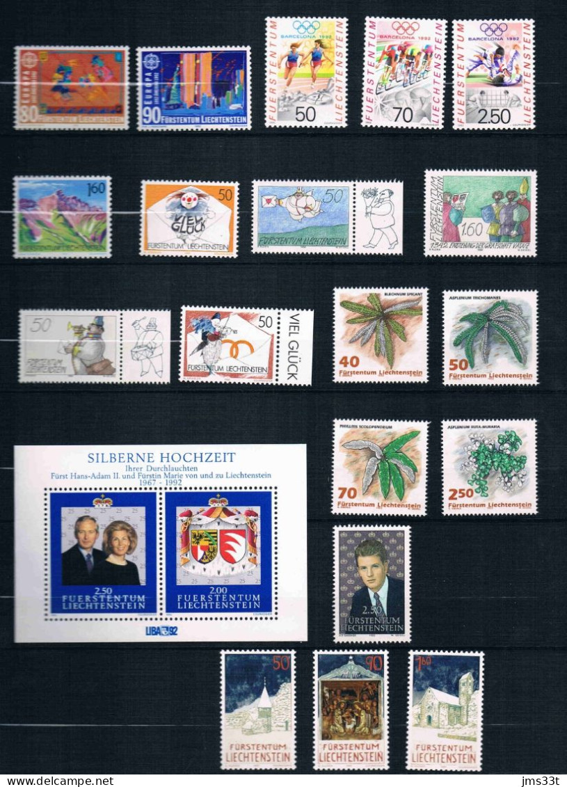 Liechtenstein Année Complète 1992 - Annate Complete