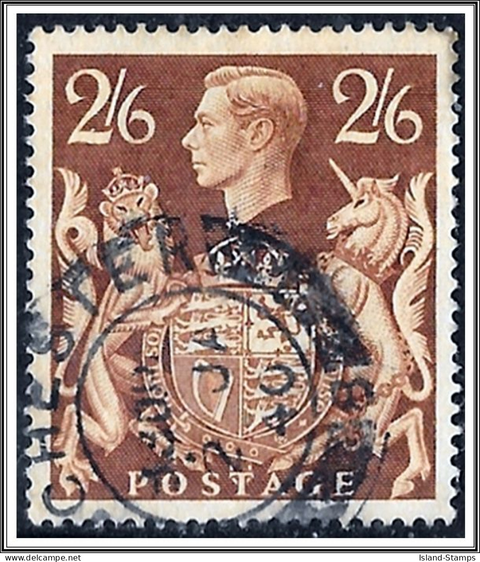 KGVI 2s6d Brown SG476 Fine Used - Usati