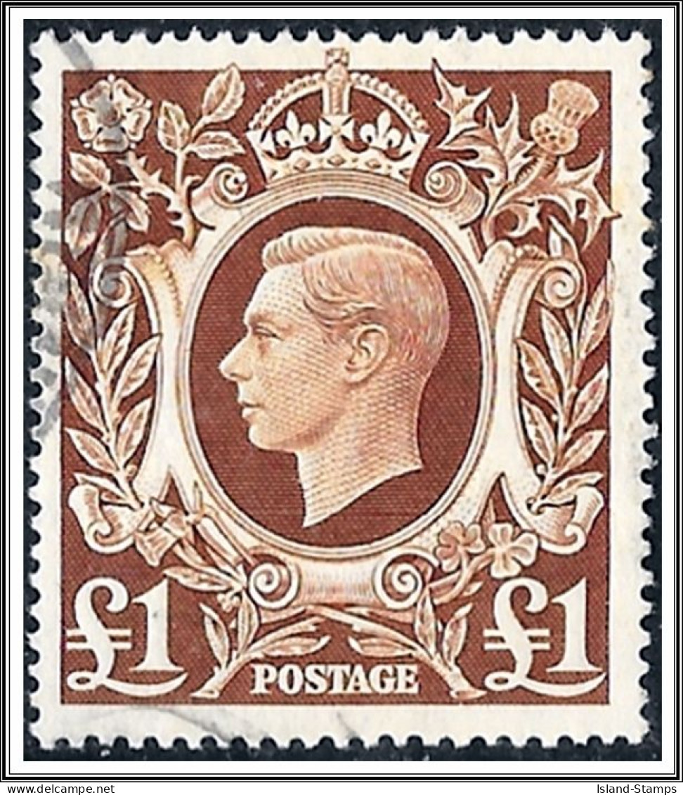 KGVI 1939-48 £1 Brown SG478b Fine Used - Gebraucht