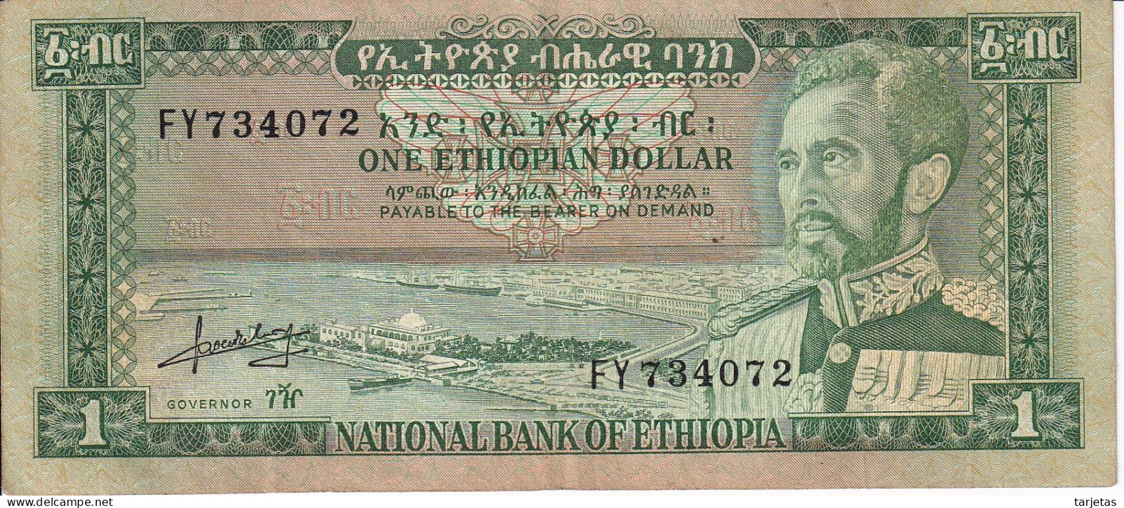 BILLETE DE ETIOPIA DE 1 BIRR DEL AÑO 1966 (BANK NOTE) - Etiopía