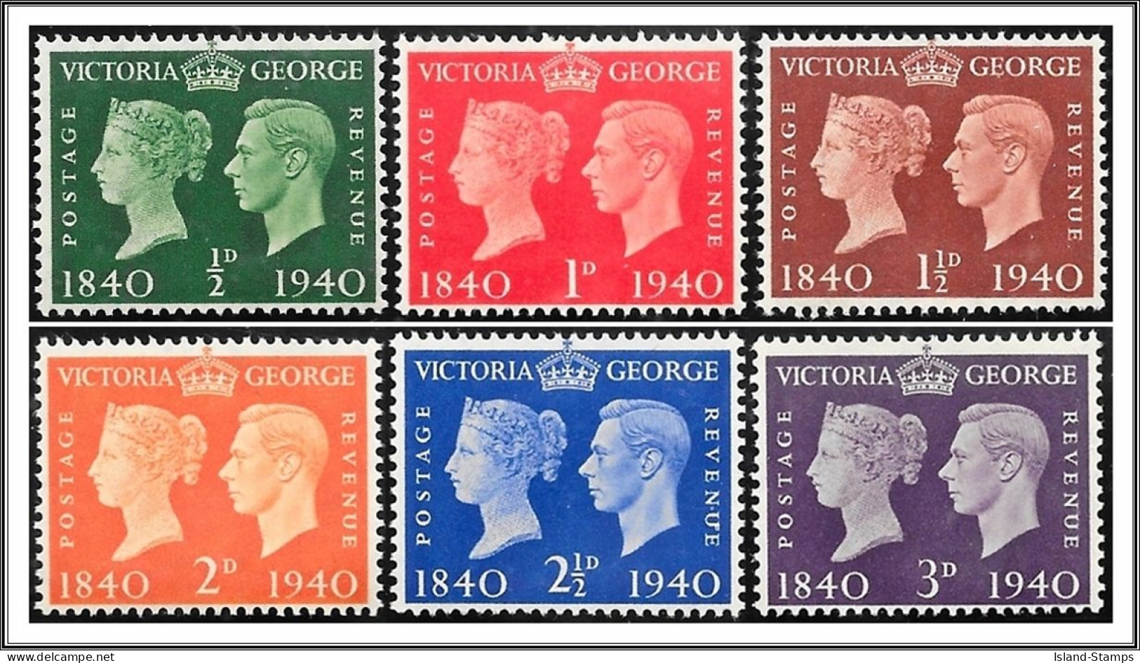 KGVI SG479-484 ½d-3d 1940 Centenary Set Unmounted Mint - Nuevos