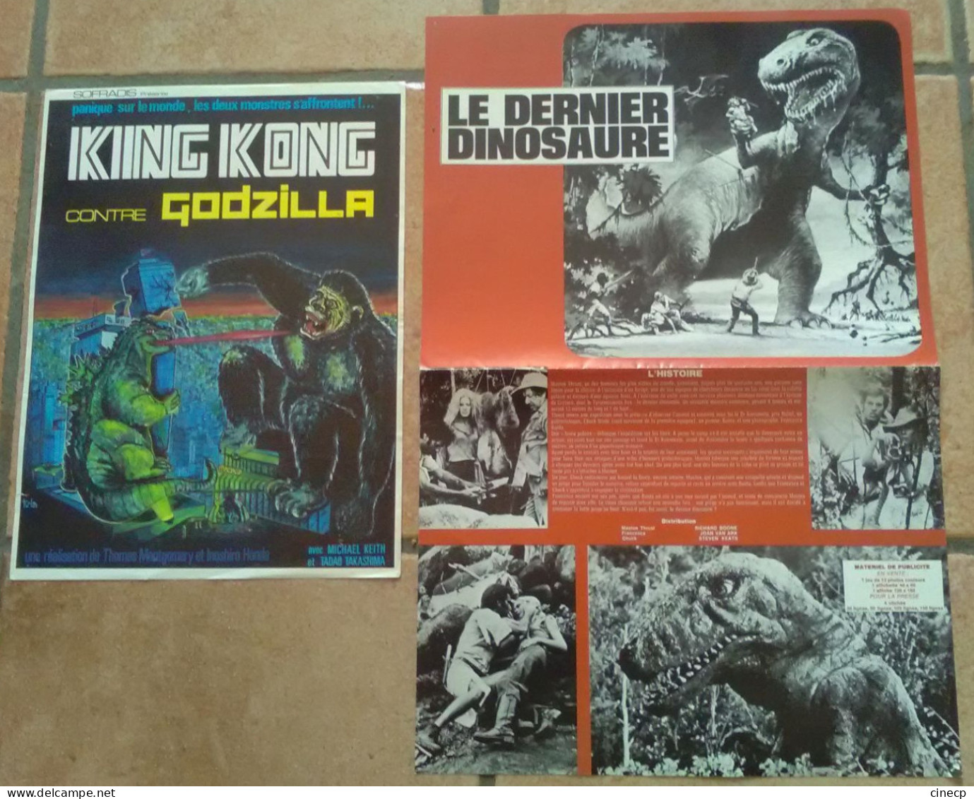 1 PLAQUETTE + 1 SYNOPSIS FILM LE DERNIER DINOSAURE KING KONG CONTRE GODZILLA TBE CINEMA MONSTRE - Publicité Cinématographique