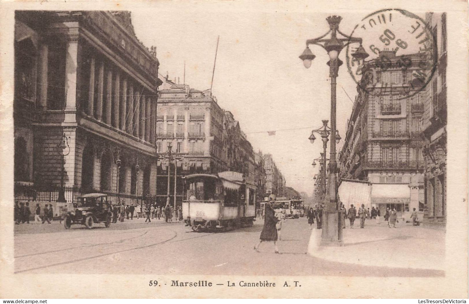 FRANCE - Marseille - Vue Sur La Cannebière - A.T - Animé - Carte Postale Ancienne - Canebière, Centre Ville